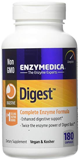 Enzymedica - Digest, Enzyme Supplement to Support Digestive Relief, Vegan, Gluten Free, Non-GMO, 180 capsules (180 servings)