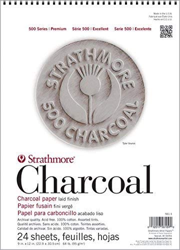 Strathmore Paper 500 Series Charcoal Pad, 18"x24", White, 24 Sheets