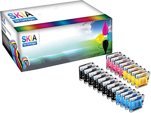 Skia Ink Cartridges ¨ 20 Pack Compatible with Brother LC61(LC61BK LC61C LC61M LC61Y) for DCP-J140W, MFC-J220, MFC-490CW, MFC-295CN, DCP-165C, MFC-J630W, MFC-J615W, MFC-290C, MFC-495CW, MFC-J265W