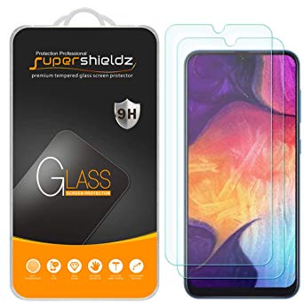 [2-Pack] Supershieldz for Samsung Galaxy A50 Tempered Glass Screen Protector, Anti-Scratch, Bubble Free, Lifetime Replacement