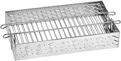 Skyflame Stainless Steel Flat Spit Rotisserie Grill Basket Fits for 5/16 Inch Square, 3/8 Inch Square, 1/2 Inch Hexagon Spit Rods