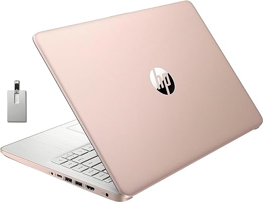 HP Stream 14" HD BrightView Laptop, Intel Celeron N4120, 8GB RAM, 64GB SSD, Intel HD Graphics, 720p Webcam, 1 Year Office 365, Gold, Win 11, 32GB Snowbell USB Card