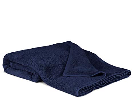 100% Luxury Turkish Cotton, Eco-Friendly, Soft and Super Absorbent Oversized 40’’ x 80’’ Bath Sheet (Navy, 1 Piece)