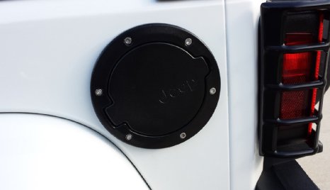 Gas Tank Cap, Moonet Black Fuel Filler Door Cover for 4 2 Door 2007-2015 Jeep Wrangler JK & Unlimited