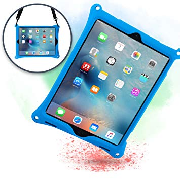 Cooper Bounce Strap Shoulder Strap Rugged Case for Apple iPad Pro 12.9 (1st & 2nd Generation)| Multi-Functional Shock Proof Heavy Duty Cover with Stand, Hand Strap | Adults Kids Friendly (Blue)