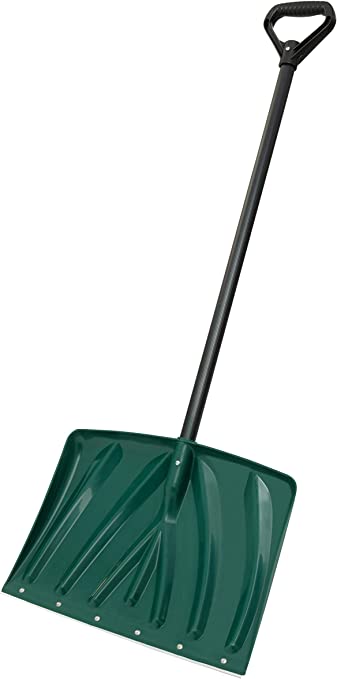 Suncast 18" Ergonomic Snow Shovel Pusher with Wear Strip, Green