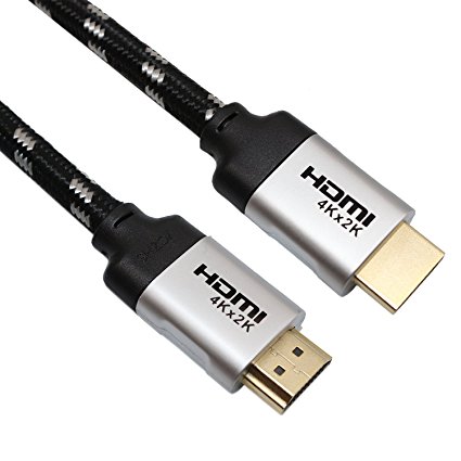 HDMI Cable -6Feet (1.8 Meters) HDMI2.0 - 26AWG Braided Cord - Gold Plated Connectors-High Speed Supports Ethernet, 3D, 4K and Audio Return