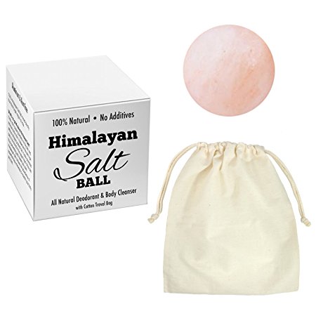 Himalayan Salt Ball, 100% Natural Deodorant & Body Cleanser, Aluminum Free, Reduces Acne, Dry Skin, Eczema, Psoriasis