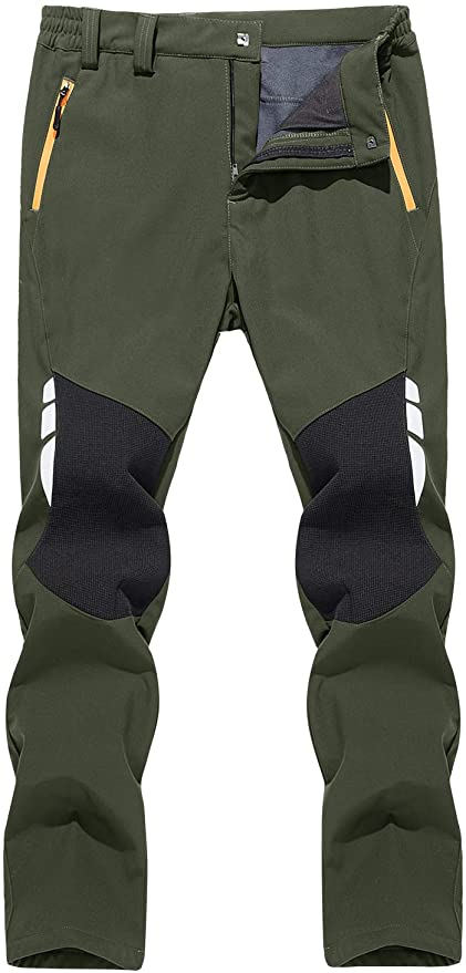 TACVASEN Men's Hiking Fleece Lined Ski Pants Water Resistant Reinforced Knees Winter Pants