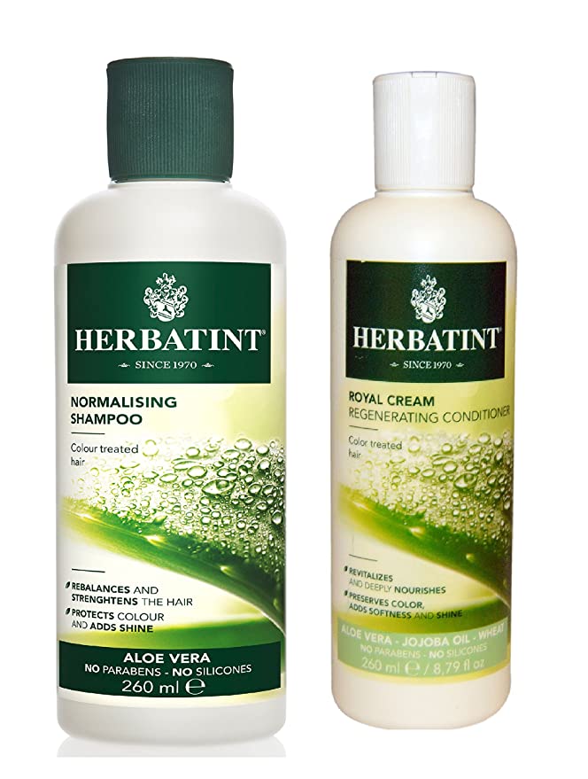 Herbatint Normalizing Shampoo and Royal Cream Conditioner Bundle With Aloe Vera, 8.79 fl oz each