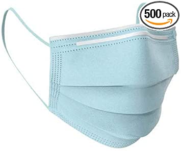 Face Mask Disposable Masks in packs of 50, 100, 250, or 500 pieces - Breathable, 3-Ply, Bulk Masks (500 pack)