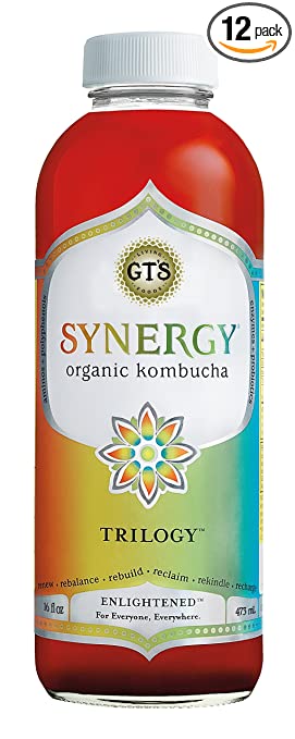GT'S ENLIGHTENED KOMBUCHA Synergy Organic Kombucha Tea, Trilogy, 16.2 Ounce (Pack of 12)