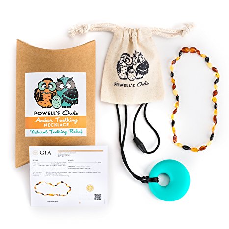 Baltic Amber Teething Necklace - Handmade in Lithuania - Lab-Tested Authentic - Comes with Silicone Teething Pendant (12.5 Inches - Standard, Multicolor - 12.5 Inches Standard)