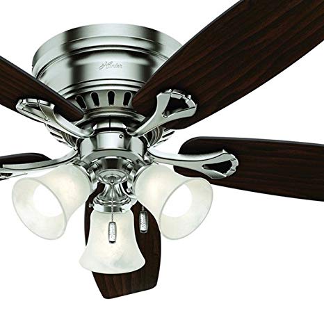 Hunter 52 inch Brushed Nickel Finish Casual Ceiling Fan with Light Kit (Certified Refurbished)