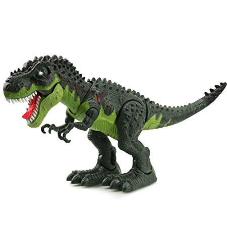 WonderPlay Walking Dinosaur T-Rex Toy Figure with Lights and Sounds Realistic Tyrannosaurus Dinosaur Toys for Kids Battery Operated Color May Vary (Green)