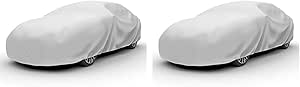 Budge Lite Car Cover Dirtproof, Scratch Resistant, Breathable, Dustproof, Car Cover Fits Sedans up to 200", Gray (Pack of 2)