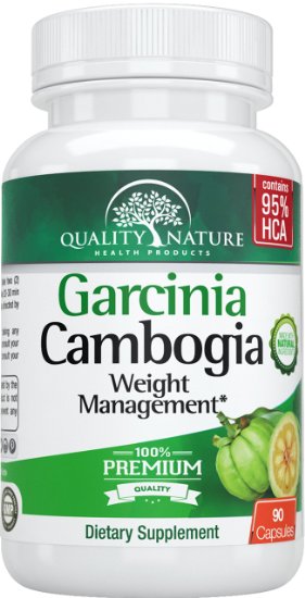 95% HCA, Pure Garcinia Cambogia Extract (Highest Potency) 90 Veggie Capsules: Natural Weight Loss Supplement - Carb Blocker & Appetite Suppressant, offered by Quality Nature