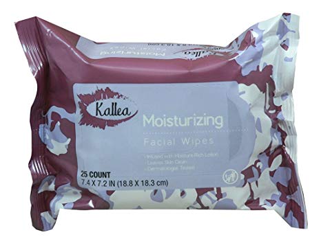 Kallea Moisturizing Makeup Remover Towelettes & Facial (Face) Wipes, 25 Count