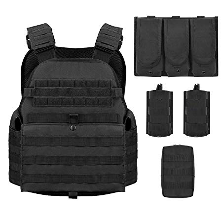 Barbarians MOLLE Tactical Vest, Outdoor Combat Training Vest Adjustable & Lightweight