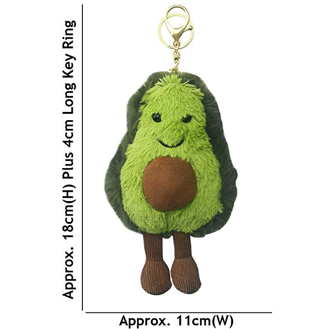 Mini Cute Baby Avocado Fruit Soft Plush Toy Furry Stuffed Toy Key Chain Key Ring - Approx. 7 inches Tall