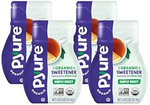 Pyure Organic Stevia Liquid Sweetener Keto Sugar Substitutes, Zero Calorie, Zero Sugar, Zero Carb, Plant-Based Sugar Free Liquid Stevia Extract, Simply Sweet, 1.8 oz (Pack of 4)