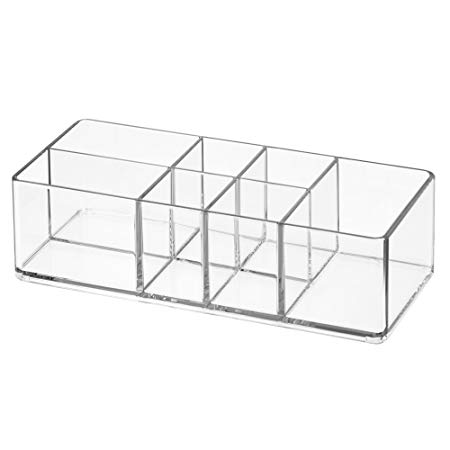 InterDesign Med  Bathroom Organizer with Divided Compartments – Pack of 2, Clear