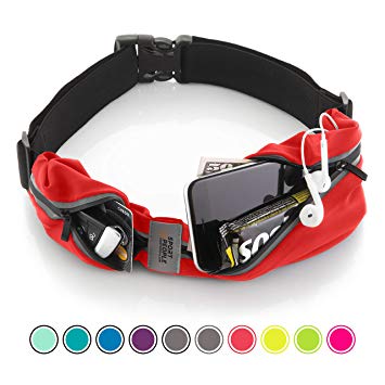 Sport2People Running Belt USA Patented - Hands-Free Workout Fanny Pack - iPhone X 6 7 8 Plus Buddy Pouch for Runners - Freerunning Reflective Waist Pack Phone Holder - Fitness Gear Accessories