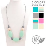 Silicone Teething Necklace for Mom to Wear by RubyRoo Baby - Baby safe BPA-Free Faceted Beads - FREE E-BOOK - Ava Beach