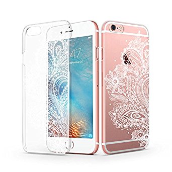 iPhone 6 Plus Case, iPhone 6s Plus Case, MOSNOVO White Henna Mandala Totem Paisley Lace Designed Clear Transparent Hard Case for Apple iPhone 6 Plus 5.5 Inch