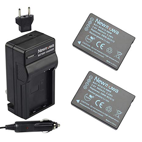 Newmowa DMW-BCG10 Replacement Battery (2-Pack) and Charger kit for Panasonic DMW-BCG10, DMW-BCG10E, DMW-BCG10PP and Panasonic Lumix DMC-3D1, DMC-TZ6, DMC-TZ7, DMC-TZ8, DMC-TZ10, DMC-TZ19, DMC-TZ20