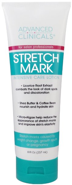 Advanced Clinicals Stretch Mark Lotion Moisturizing Cream for Scars Extreme Weight Loss Pregnancy 8oz Tube