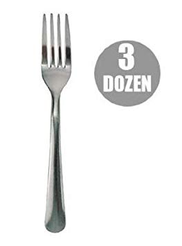 3 Dozen Full Size Chrome Plated Dinner Forks, Simple Windsor Style