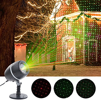 Christmas Laser Lights, YMing Indoor Outdoor Projector lights with Red and Green Laser Light Star Show Garden Spotlight For Halloween Xmas Holiday Party Landscape Decoration (Stars Show)