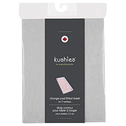 Kushies Baby Fitted Change Pad Sheet, Grey Solid