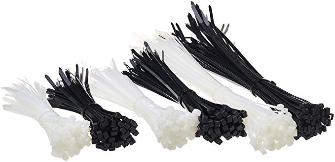 AmazonBasics Self-Locking Nylon Cable Ties - 6, 8 and 12 Inch - Black & White