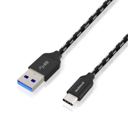 USB Type C Cable, Nekteck Nylon Braided USB 3.1 USB-C to USB 3.0 Type A Male Data & Charging Cord with 56k ohm resistor 2m/6.6ft for for Apple Macbook 12 Inch, LG G5, Nexus 5X 6P and More, Black