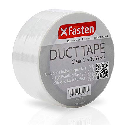 XFasten Duct Tape Clear Cotton Textile, 2-Inches x 30 Yards, Easy Tear Clear Duct Tape for Commercial Use, Heavy-Duty Repair, Packing, and No Show Outdoor Repair- Cold and Winter Clear Duct Tape