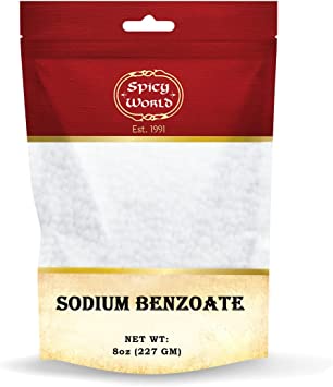 Spicy World Sodium Benzoate 8 Oz - 99% USP/FCC Grade, Additive and Preservative