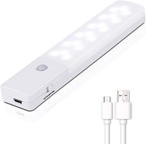 Motion Sensor Light, Wireless Night Light 18 LED USB Rechargeable Indoor Automatic Light Super Long Battery Life for Closet, Cabinet, Stairs, Drawer, Pantry, Cupboard, Wardrobe (1 Pack)