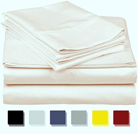 Mayfair Linen Hotel Collection 100% Egyptian Cotton - 500 Thread Count 4 Piece Sheet Set (King, Ivory)