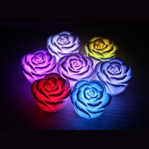 Dcolor Veilleuse a LED Design de rose 7 couleurs romantiques changeantes