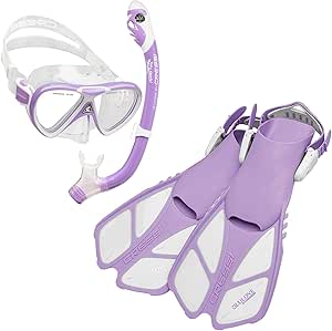 Cressi Youth Junior Snorkeling Set for kids Aged 3 to 9 - Short Adjustable Fins, Silicone Mask, Dry Snorkel - Mini Bonete Pro Dry Set