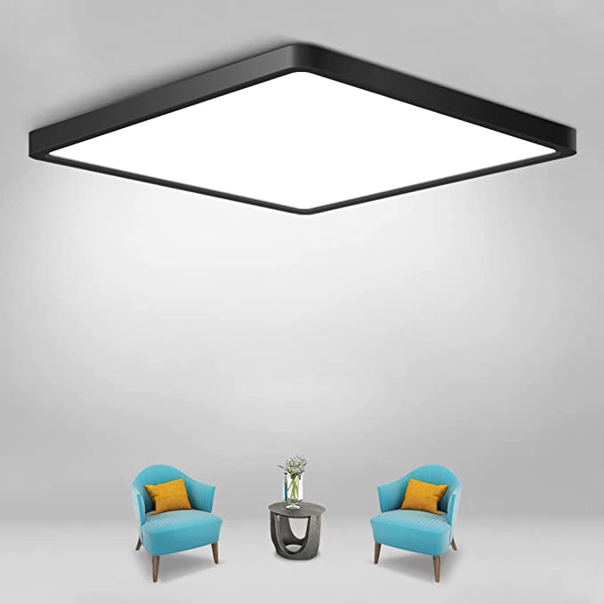 12 Inch 24W LED Ceiling Light Fixture Flush Mount, 5000K Daylight White Black Square LED Ceiling Lamp, 3200LM 240W Equivalent Slim Flat Panel Modern Ceiling Lights for Kitchen Hallway Corridor