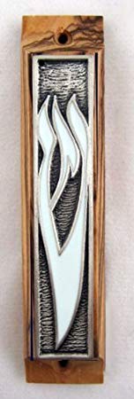 YourHolyLandStore Olive Wood Mezuzah with Shema Israel Scroll
