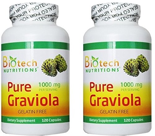 Biotech Nutritions Pure Graviola, 1000 mg, 240 Capsules (120x 2 Pack)