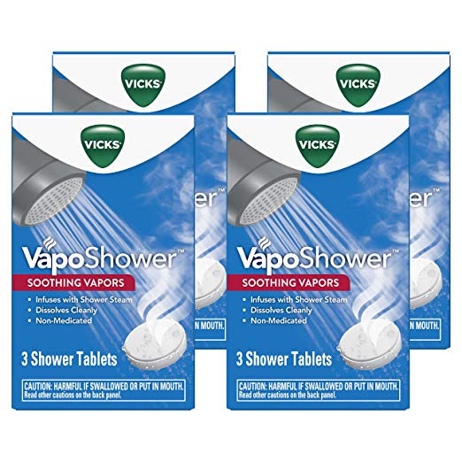 Vicks Vaposhower Shower Bomb Aromatherapy Vapors, Eucaplytus & Menthol, 12 Count