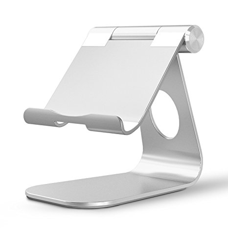 iPad Pro Stand, OMOTON Multi-Angle Aluminum Stand, with Portable Adjustable Charging Dock for iPad Pro 12.9 9.7 inch, iPad Air, Samsung Tablet etc, Solid Durable Holder and Minimalist Design, Silver