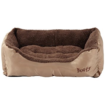 Bunty Deluxe Soft Washable Basket Bed Cushion with Fleece Lining for Dogs - Made in the UK - Brown Medium