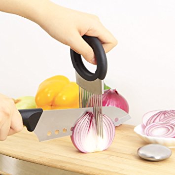 Lifewit Stainless Steel Onion Holder Slicer Chopper Gadget Vegetable Potato Holder & Stainless Steel Soap Odor Remover