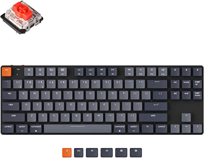 Keychron K1SE Ultra-Slim Wireless TKL Bluetooth Mechanical Keyboard White LED Backlit, 87 Keys Tenkeyless Low-Profile Wired Keyboard with Gateron Mechanical Red Switch for Mac Windows